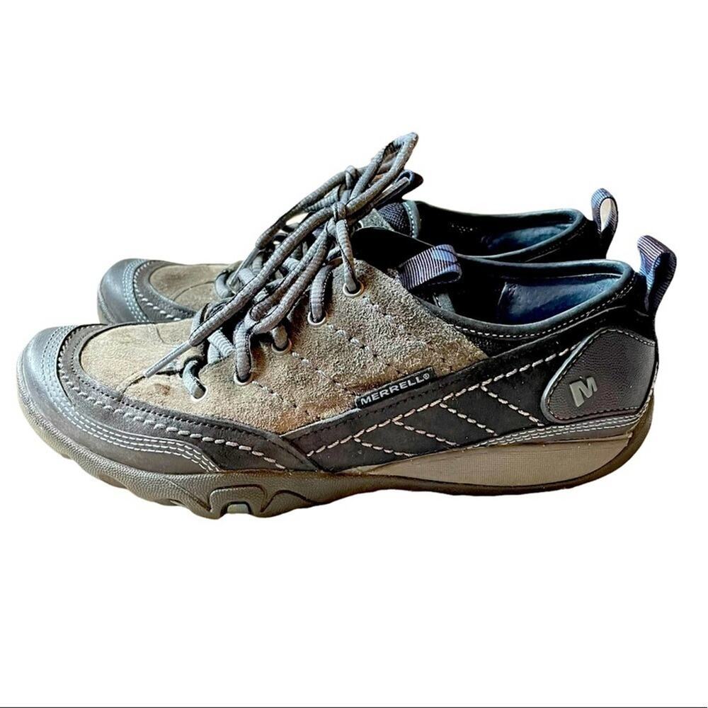 MERRELL Mimosa Lace Up Low Top Black Gray Suede Hiking‎ Shoes Size 6